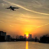 Plane Approaching City Airport